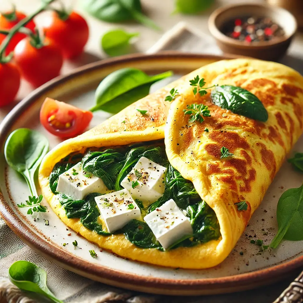 Omelett mit Feta und Spinat 